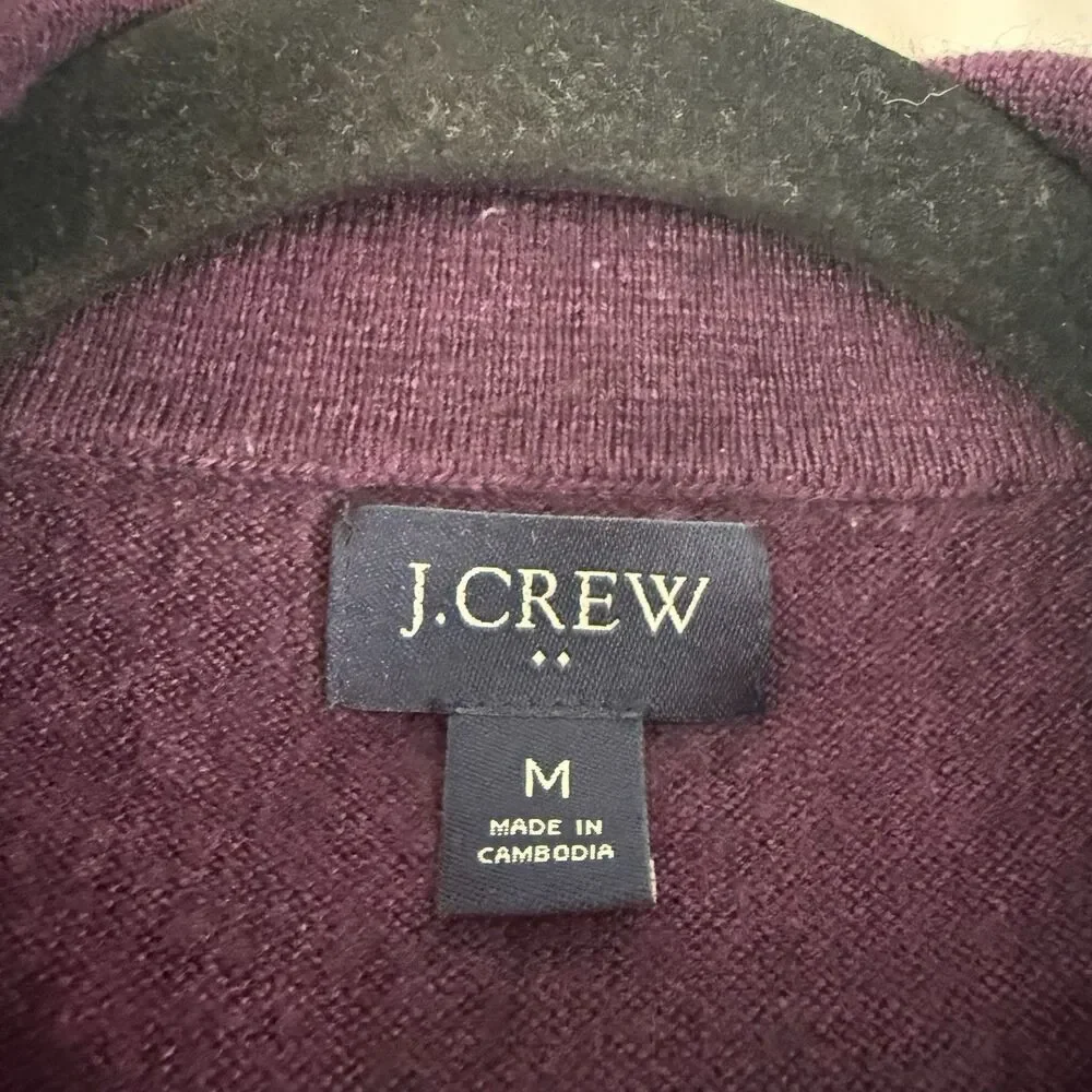 J. Crew Wool Blend Sweater Men's medium Burgundy Collared Long Sleeve Knit